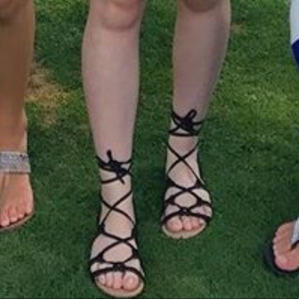 Black lace up sandals